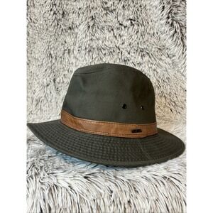Vtg Dorfman Pacific Green Outback Fedora Hat Medium Leather Band Scala Classic‎